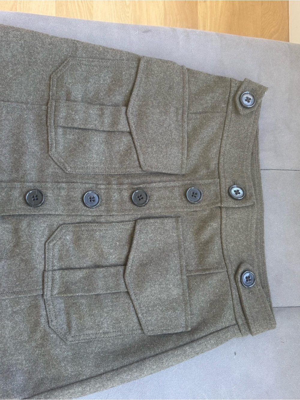Banana Republic Olive Wool Skirt with Button Front